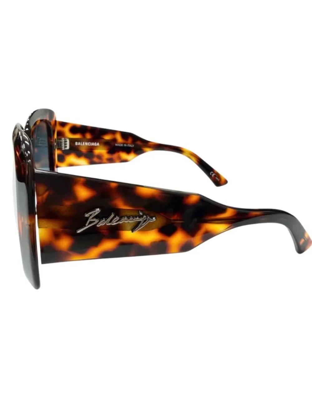 Balenciaga Tortoiseshell Pattern Sunglasses Eyewear Brown Blue Lens 53